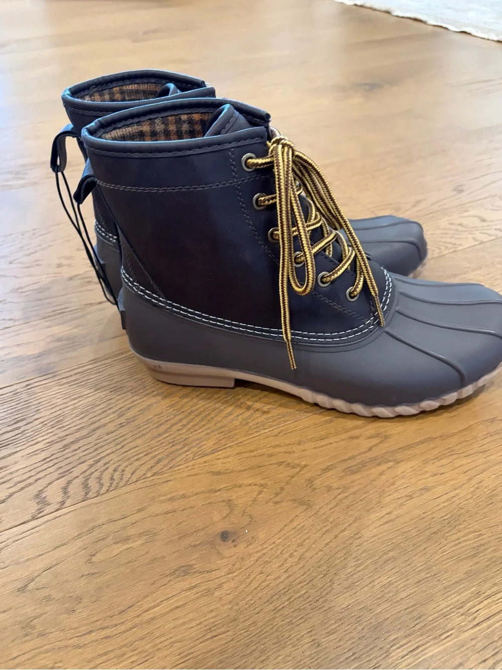 Women’s St. John's Bay Lined Brown Duck Boots with Gold Laces